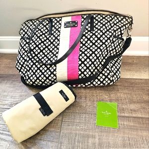 Kate Spade Black Pink and White Diaper Bag